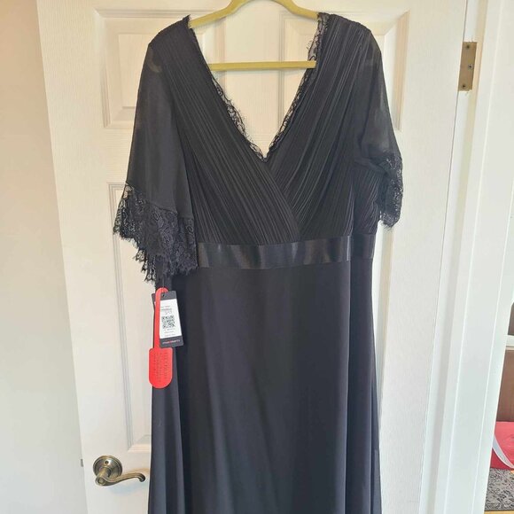 Empire Waist V Back Bridesmaid Dress with Short Sleeves - with added lace - Picture 1 of 7